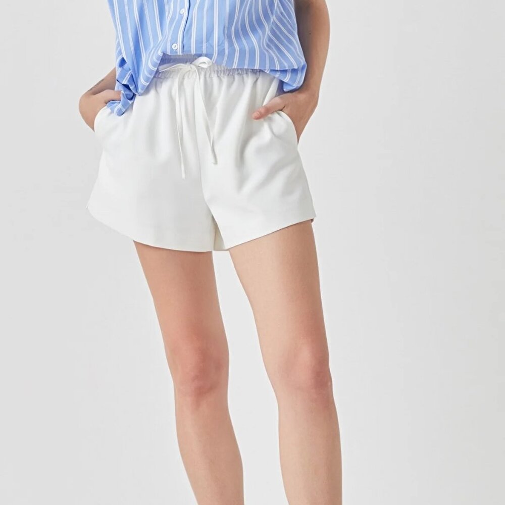 Grey Lab Elastic Waist White Shorts